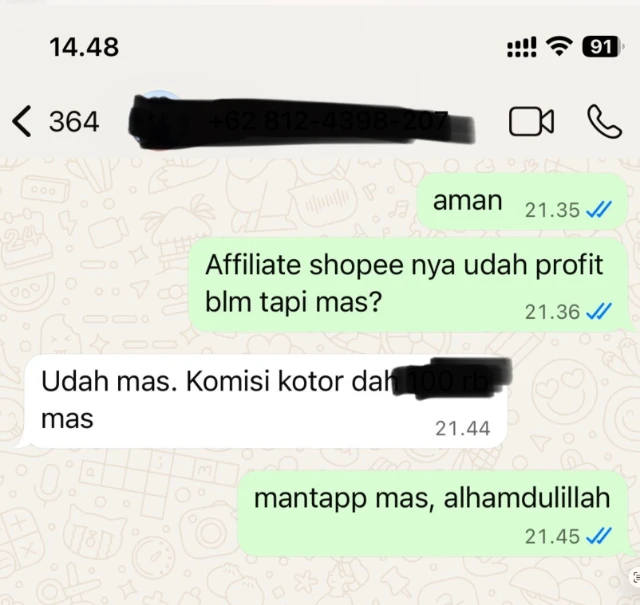 Chat member yang komisinya naik setelah pakai Meta Ads