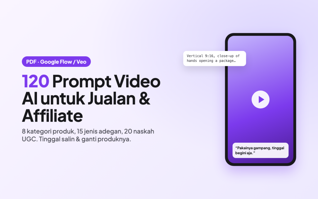 Sampul 120 Prompt Video AI untuk Jualan & Affiliate (Google Flow/Veo)